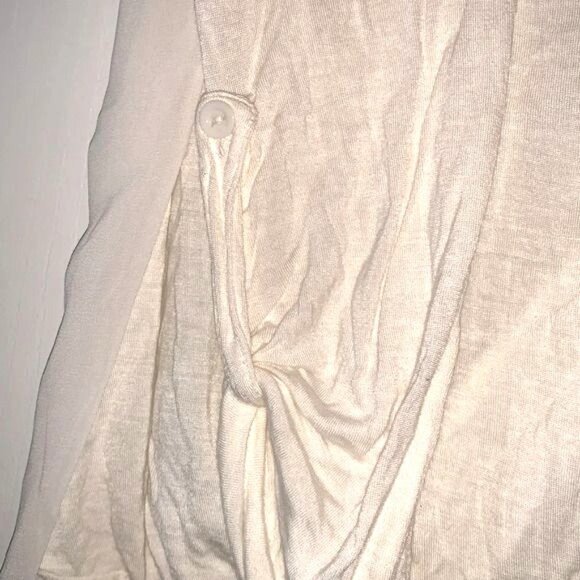 White Sheer Draped V-Neck Blouse By Timing Medium - Picture 6 of 9